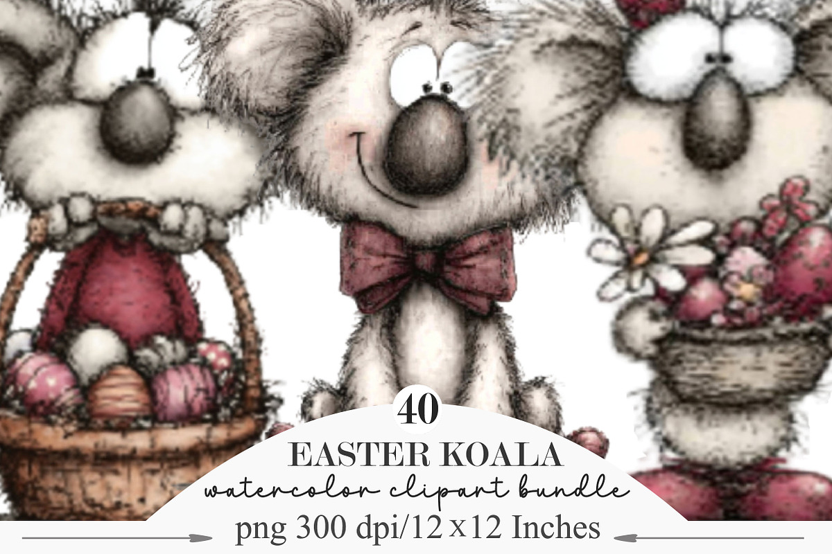 Whimsical Easter Koala Clipart, an Illustration by Designking (Photo 1 of 7)