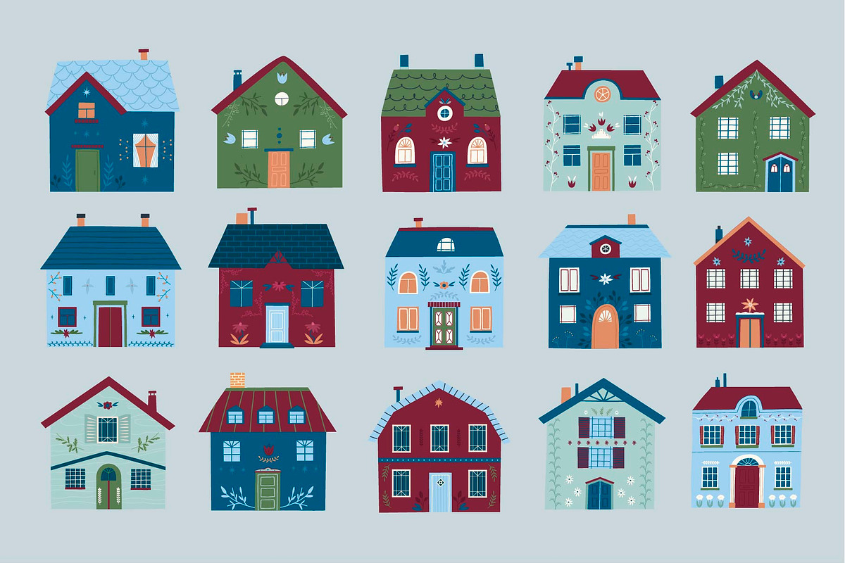 Scandinavian Houses and Flowers, a Decorative Illustration by vanloveart (Photo 4 of 9)
