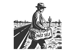 Long Road Man carries his Past Self, a Person Illustration by AlexArt