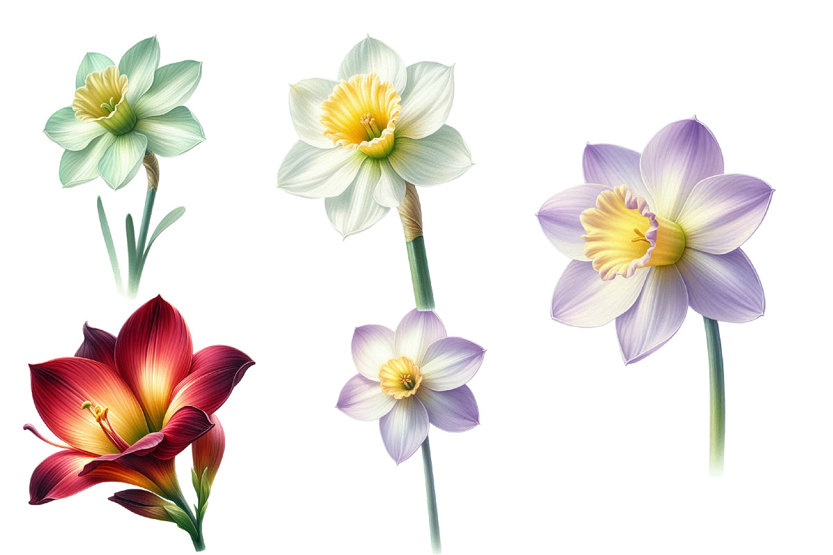 Whimsical Suisen flower spring Clip, an Illustration by Designworld (Photo 2 of 5)