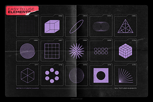 150 Retro-Futuristic Textured Shapes