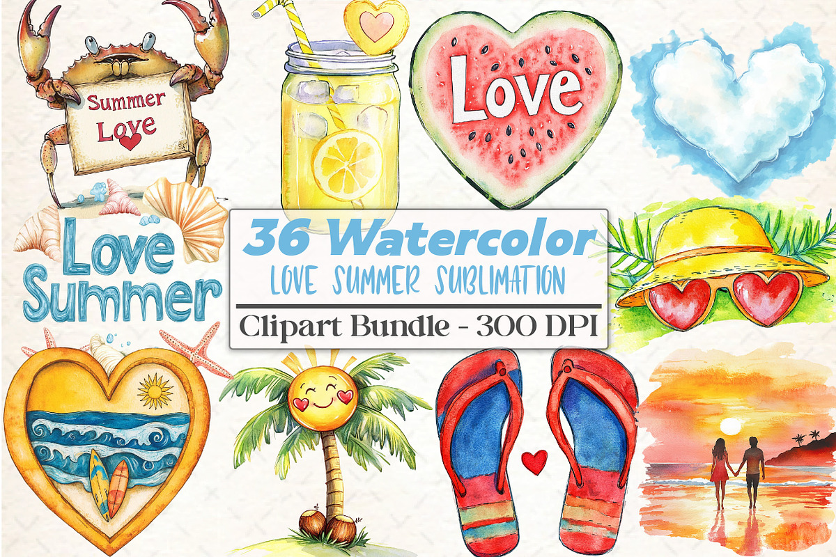 Love Summer Sublimation Bundle, an Illustration by DreamCafeArt (Photo 1 of 5)