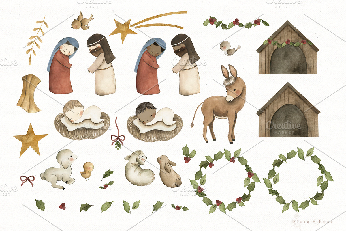 Holy Night - Nativity Scene, an Animal Illustration by Flora+Bear (Photo 2 of 11)