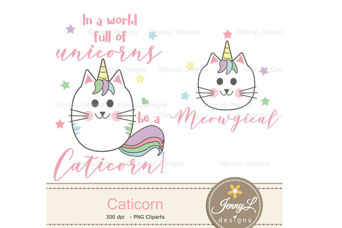 Caticorn Cat Digital Paper & Clipart, a Pattern Graphic by JennyL Designs (Photo 4 of 7)