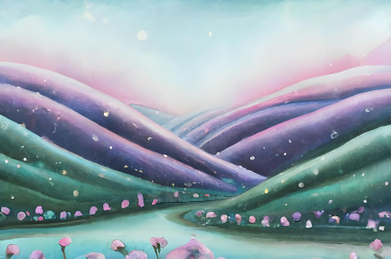 Whimsical Scene, Flowers, Rainbow, a Nature Photo by ArtHappyLoveLife