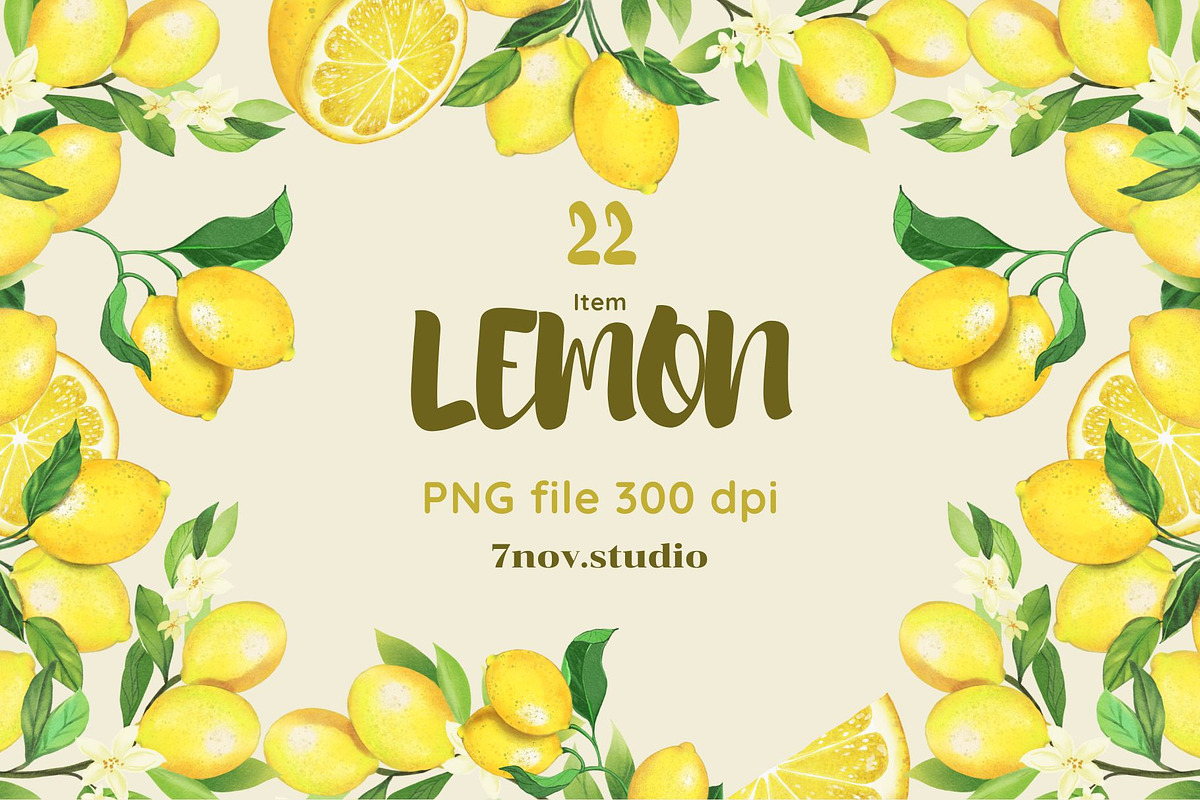 Lemon clip art, a Decorative Illustration by 7nov.studio (Photo 1 of 6)