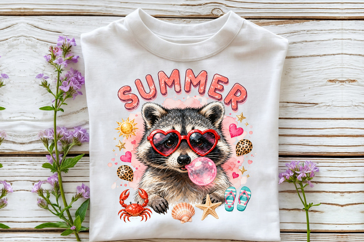 Funny Raccoon Summer Beach PNG, a Work Illustration by Sublimation Artist (Photo 3 of 9)