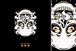 Surreal Lazy Skull Illustration, an Object Illustration by Decoconio Design