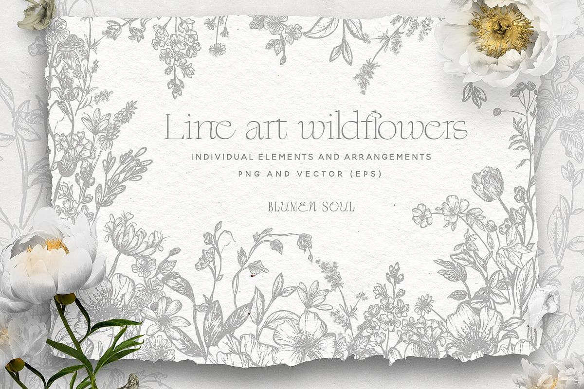 Line Art Wildflowers Clipart, a Decorative Illustration by BlumenSoul (Photo 1 of 9)