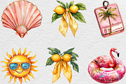 Watercolor Vintage Summer Clipart, an Illustration by Black Bird Studio (Thumbnail 2 of 6)