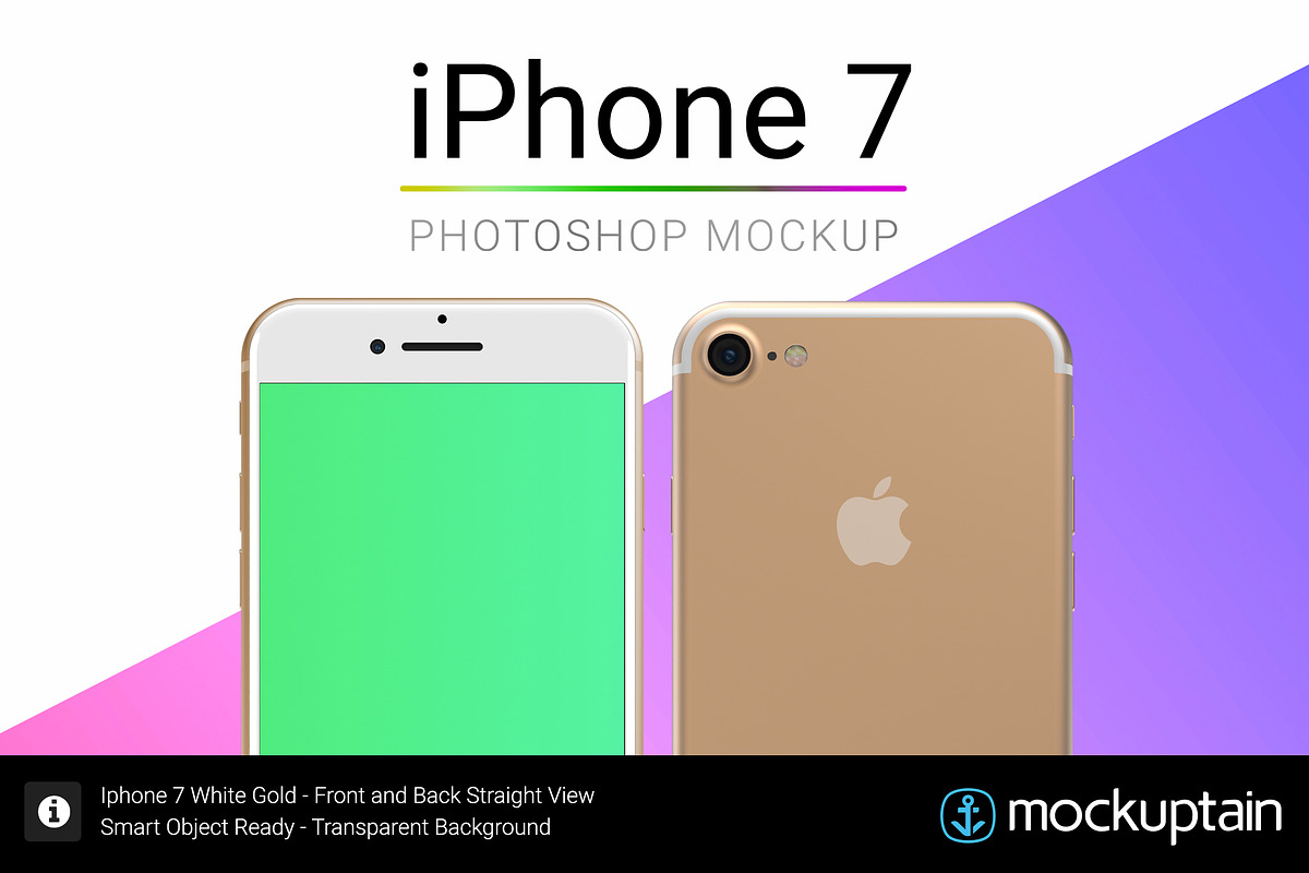 Iphone 7 Mockup White Gold Straight, an iPhone Mockup by mockuptain (Photo 1 of 6)