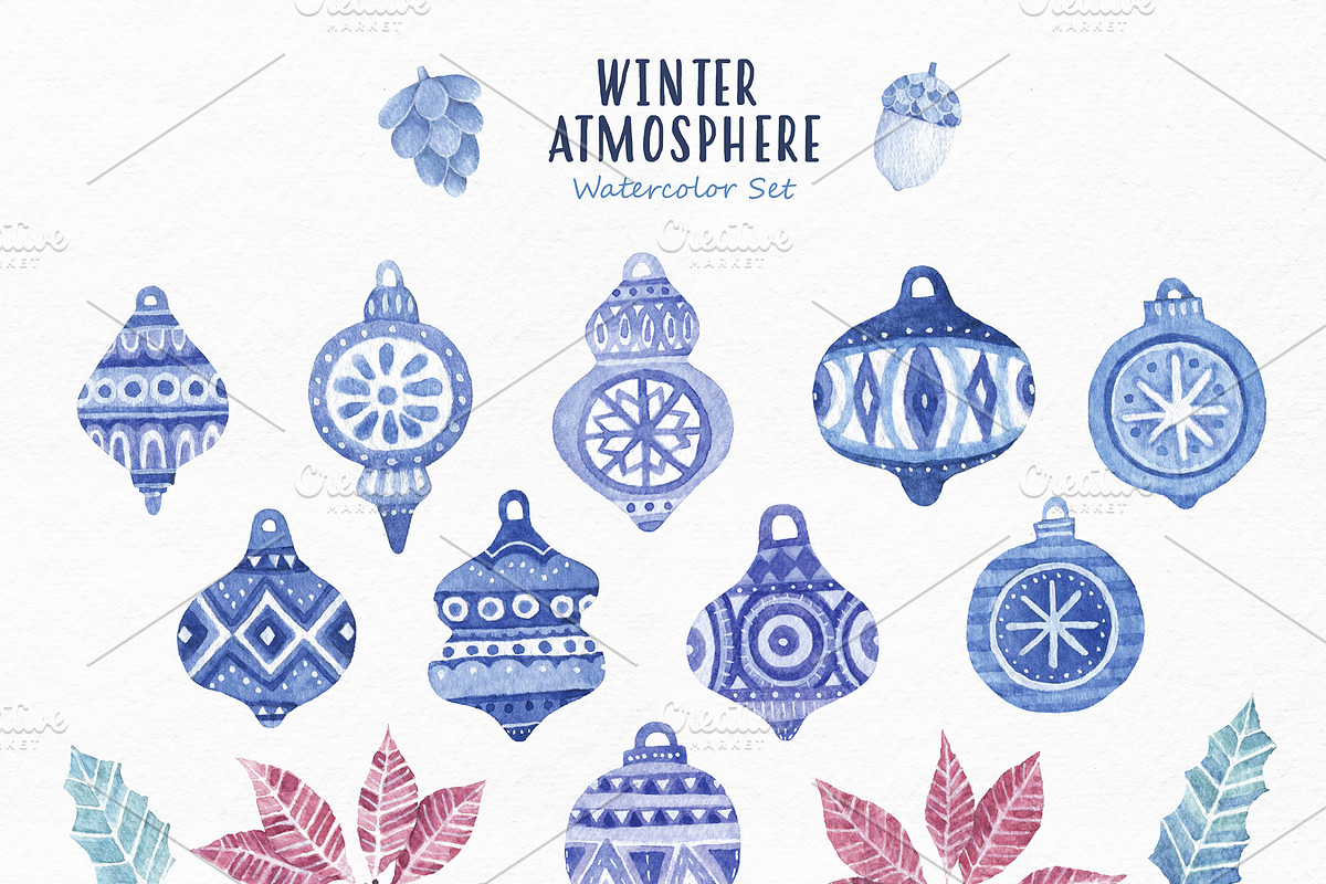 Watercolor winter atmosphere set, an Animal Illustration by TotallypicRF (Photo 3 of 5)