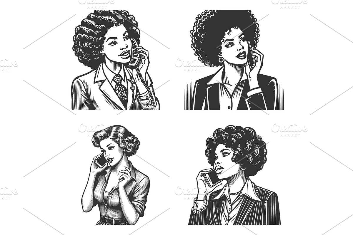 Business Woman Talking on Phone, a Person Illustration by AlexArt