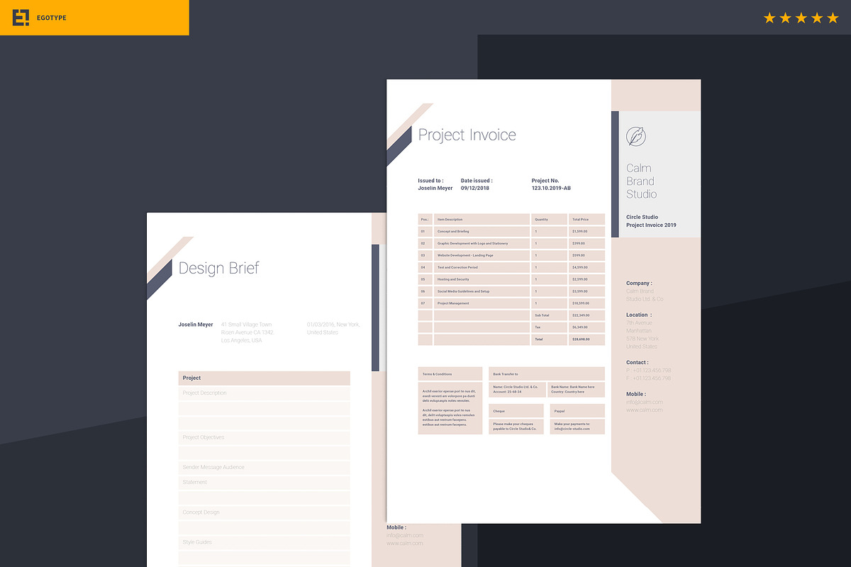 Calm Brief - Estimation - Invoice, a Stationery Template by Egotype (Photo 5 of 9)