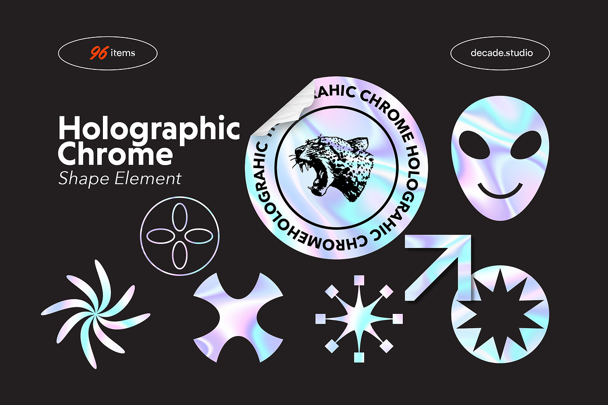 Holographic Chrome Shape Elements, an Object Graphic by Decade Studio (Photo 1 of 4)