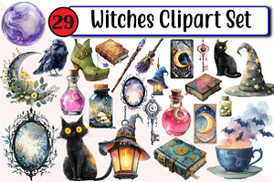 Witches Clipart Set, an Illustration by Design Market