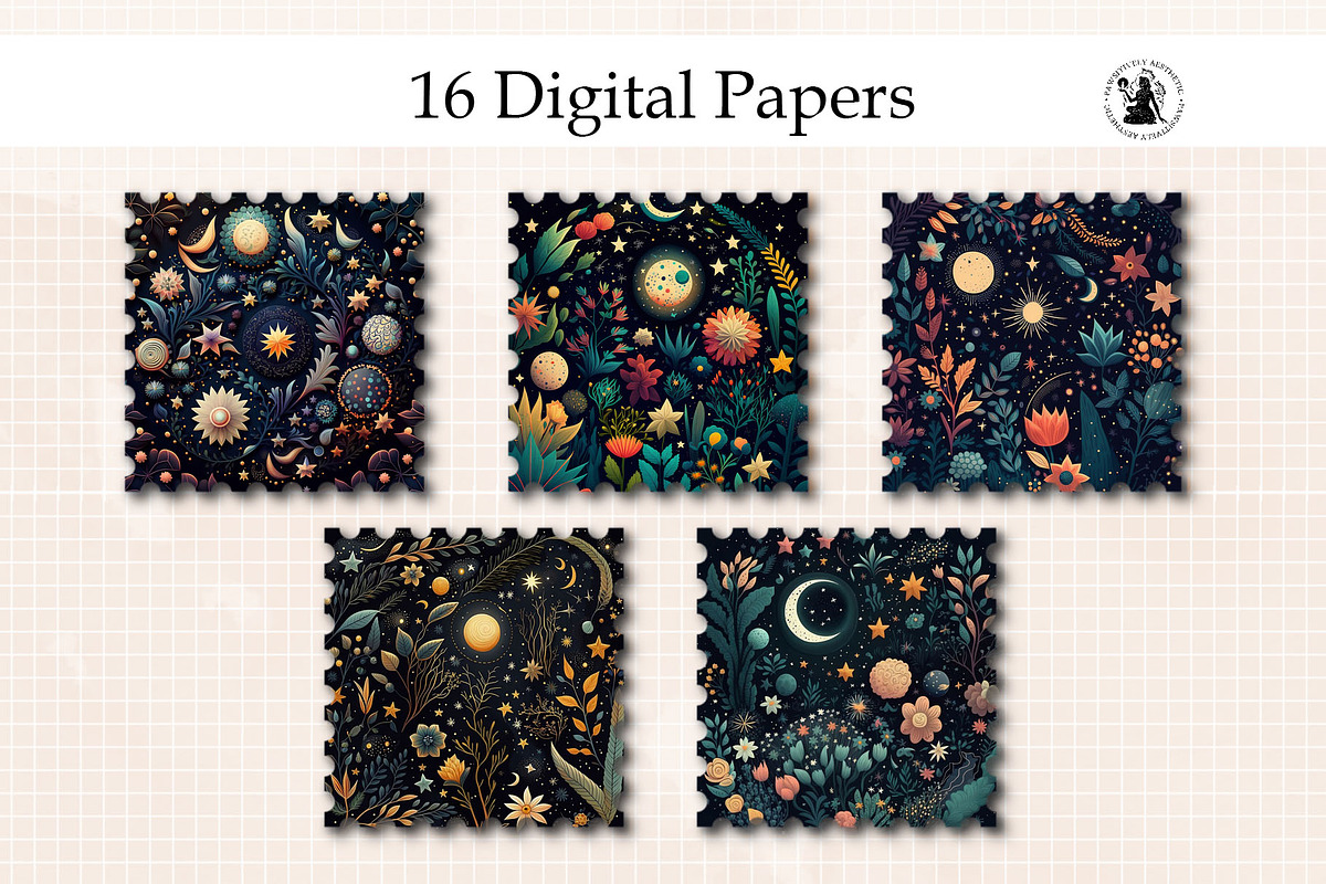 Celestial Boho Digital Paper, a Background Graphic by Pawsitively Aesthetic (Photo 3 of 4)