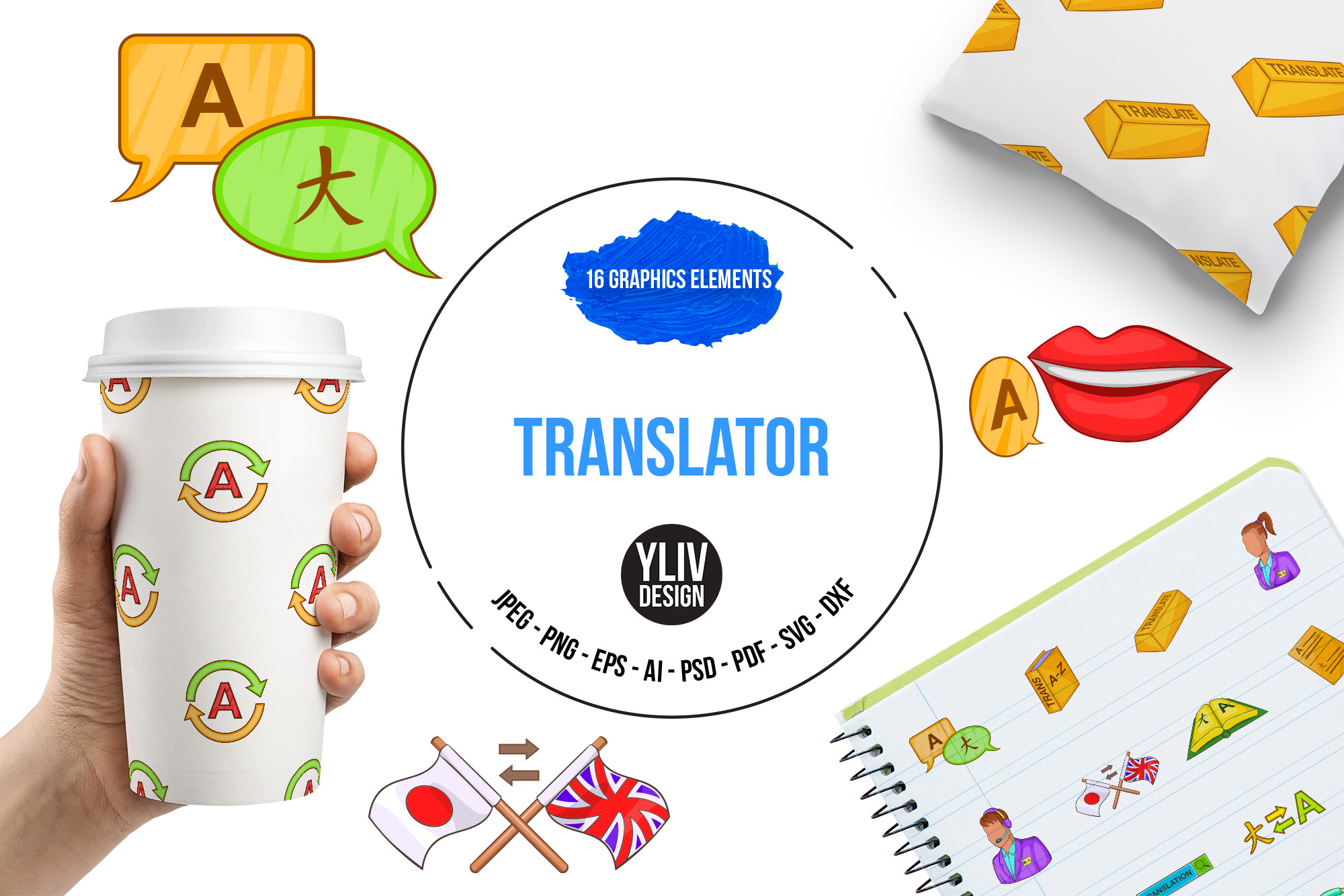 Translator icons set cartoon style, an Outline Icon by Ylivdesign ...