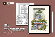Procreate Sketch Japanese Houses, a Brush Add-On by MISTstudioDesign (Thumbnail 1 of 9)