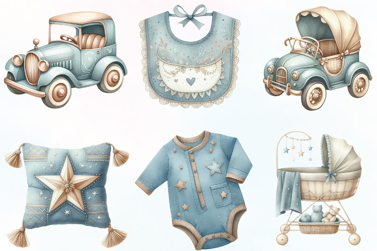 Dusty Blue Beige Baby Nursery, an Illustration by CraftArtStudio (Photo 2 of 6)