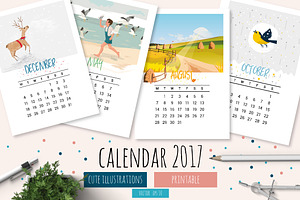 Illustrated Calendar 2017 | Vector