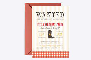 Western Birthday Invite Template