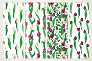 Burgundy and Cream Tulips Patterns, a Pattern Graphic by WBS Design (Thumbnail 3 of 4)