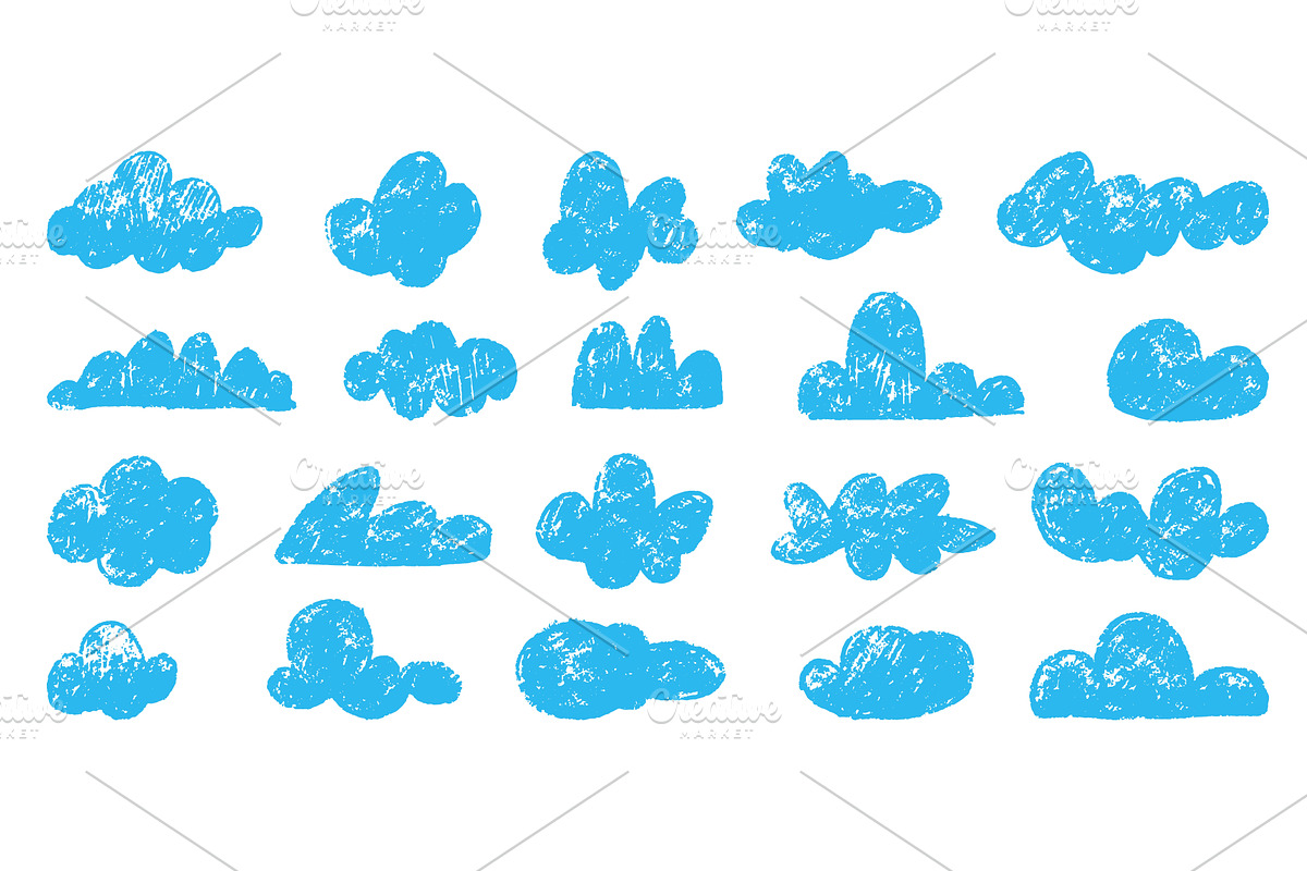 Pencil drawing clouds. Abstract blue, an Illustration by Valerie Bodnar