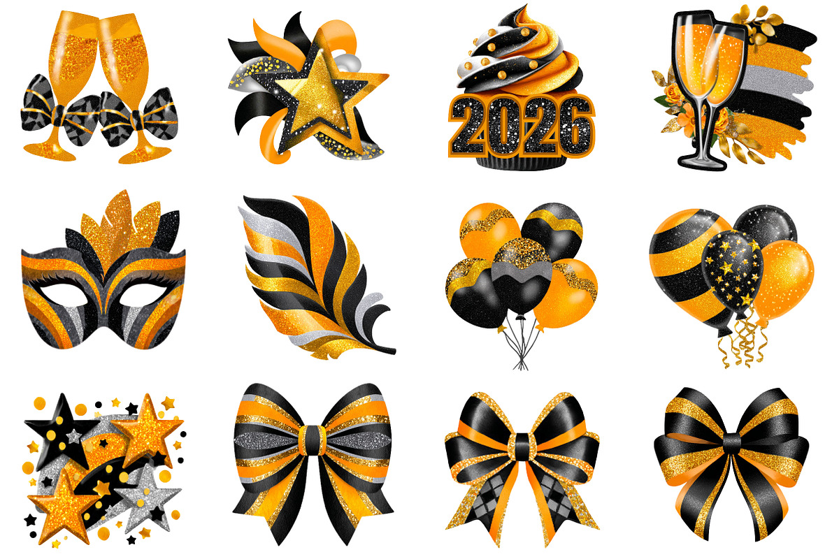New Year Watercolor Clipart, an Illustration by Designworld (Photo 2 of 4)