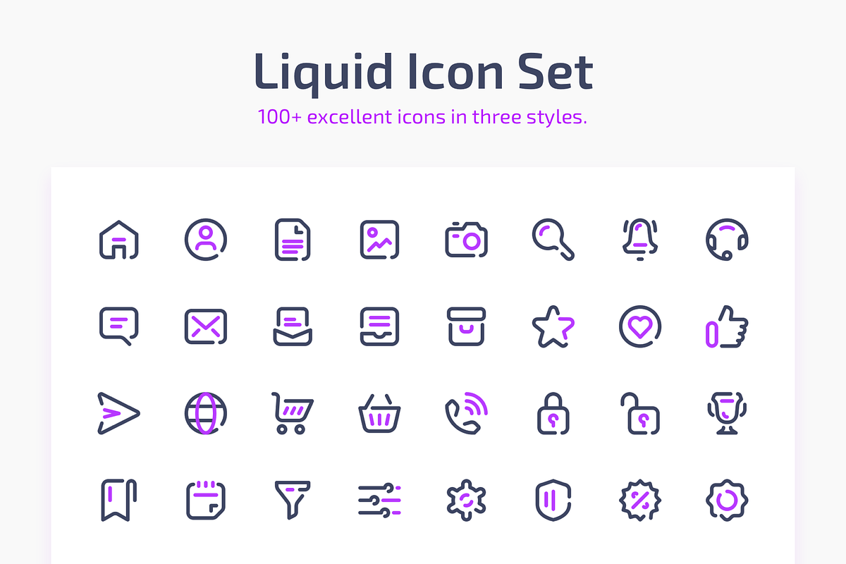 Liquid Icon Set 100+ in three styles, an Outline Icon by iconland (Photo 1 of 7)