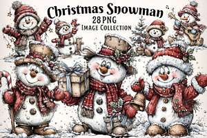 Christmas Whimsical Snowman Clipart, an Illustration by Dream Creation