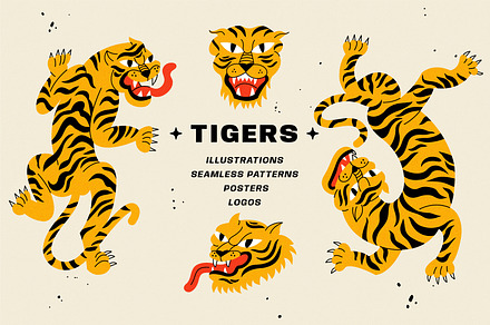 Tigers collection, an Animal Illustration by oxygen_8