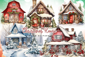 Christmas House, Winter Home Clipart