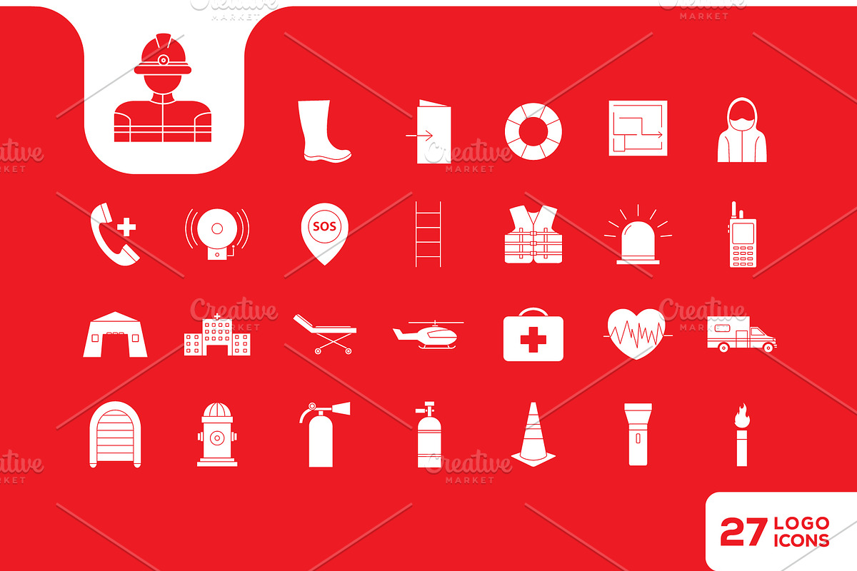 rescue icon set collection design, a Solid Icon by devastd