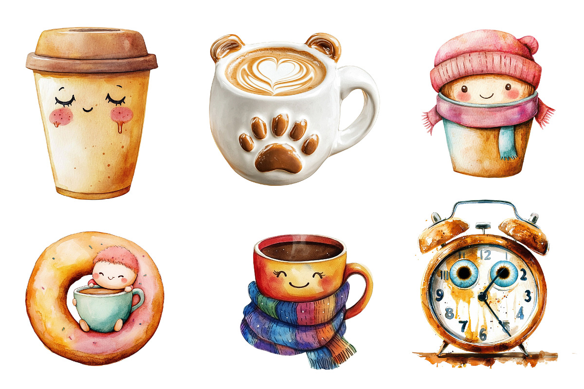 Cartoonish Coffee Collection Clipart, an Illustration by CreationArt (Photo 5 of 5)