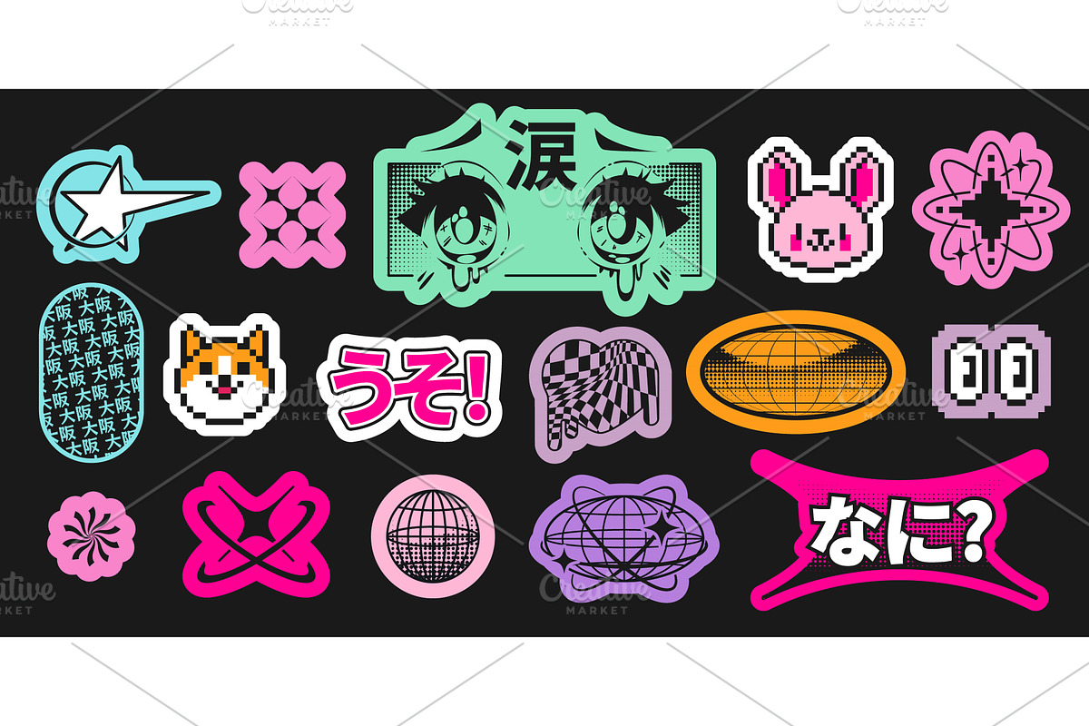 Y2k anime sticker collection, an Object Illustration by art PVP - market