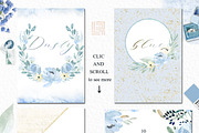 Dusty blue gold. Watercolor flowers, a Texture Illustration by LABFcreations (Thumbnail 3 of 12)