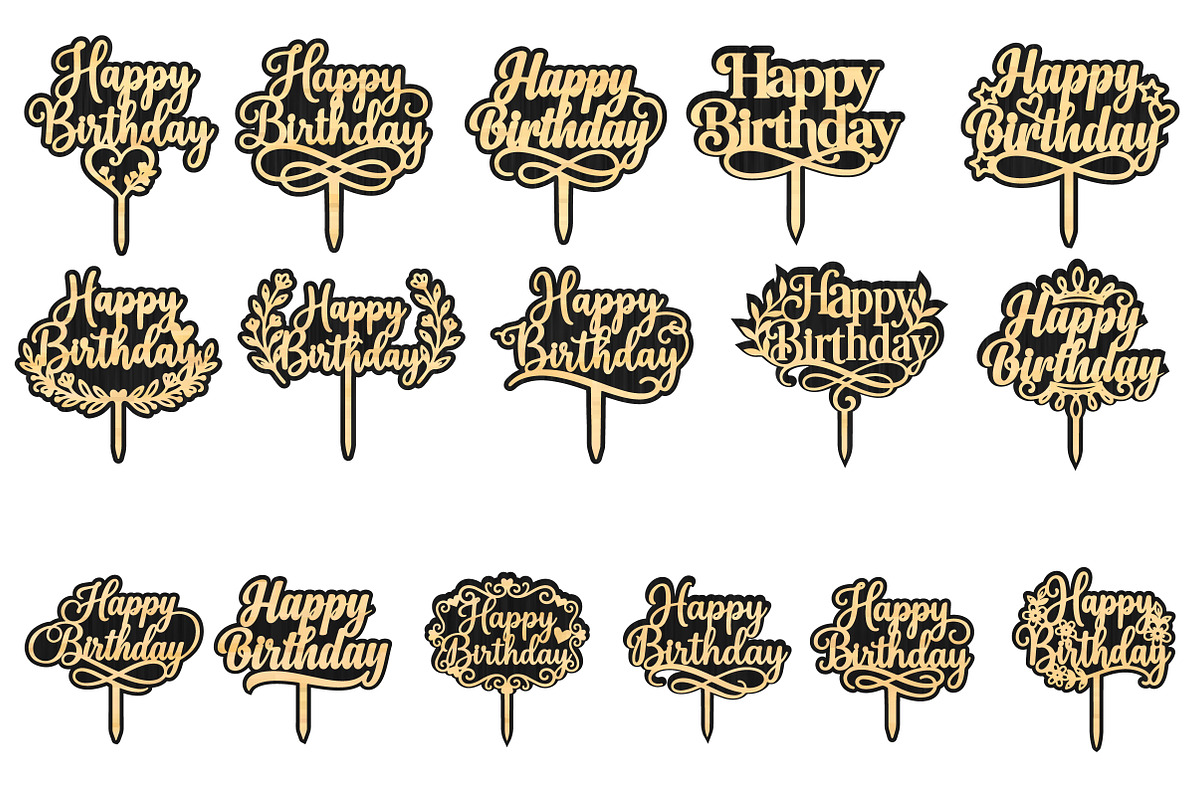 Birthday Cake Topper Laser Cut SVG, an Object Graphic by DreamCafeArt (Photo 3 of 6)