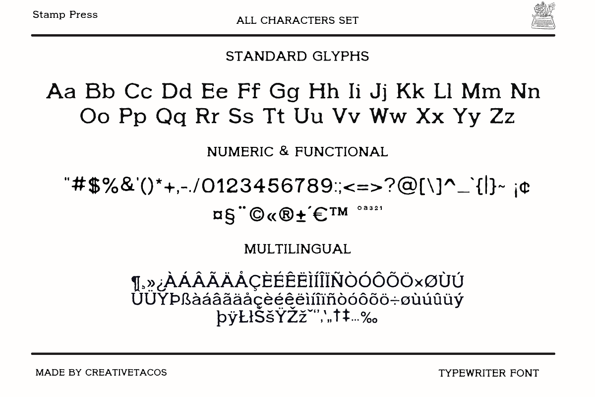 Stamp Press - Retro Typewriter Font, a Sans Serif Font by Creativetacos (Photo 5 of 9)