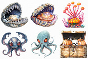 Watercolor Halloween Undersea PNG, an Illustration by Craft Nest (Thumbnail 4 of 6)