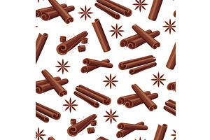 Cinnamon seamless pattern. Cinnamon, a Food Illustration by LadadikArt