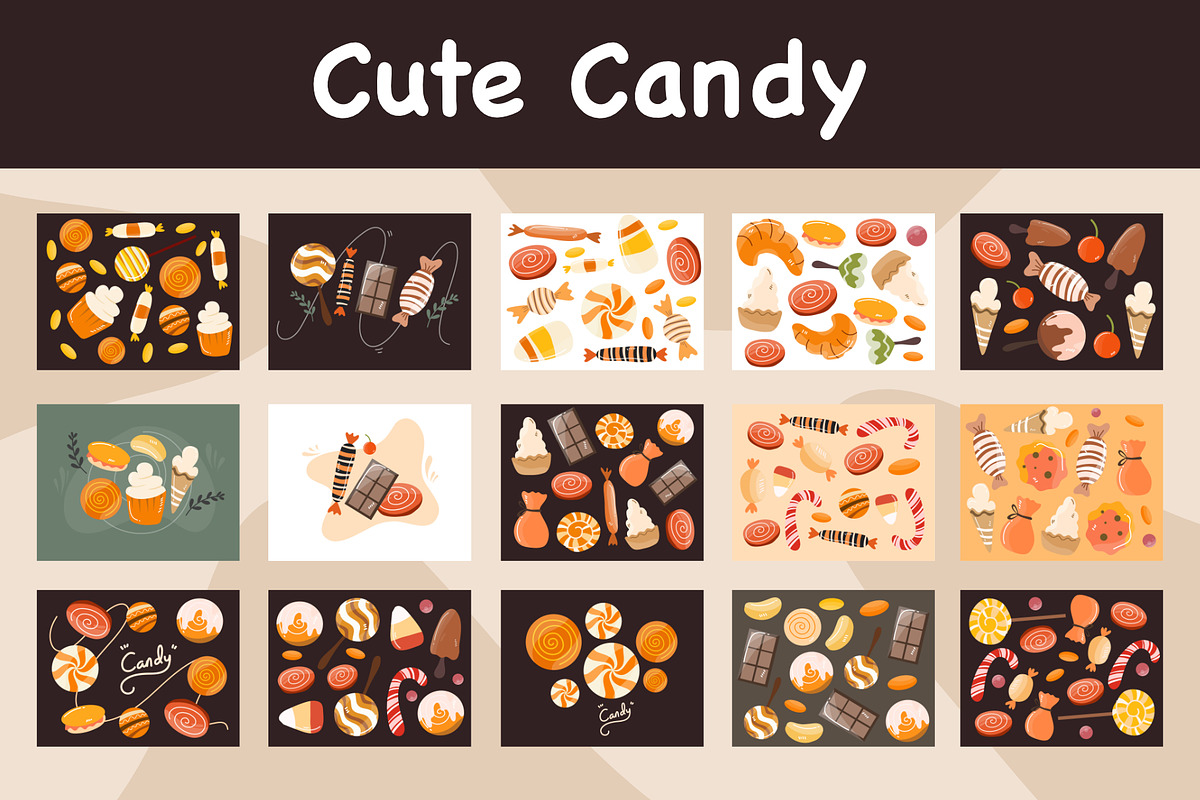 Cute candy bundle set vector, a Food Illustration by foxndeer (Photo 1 of 4)