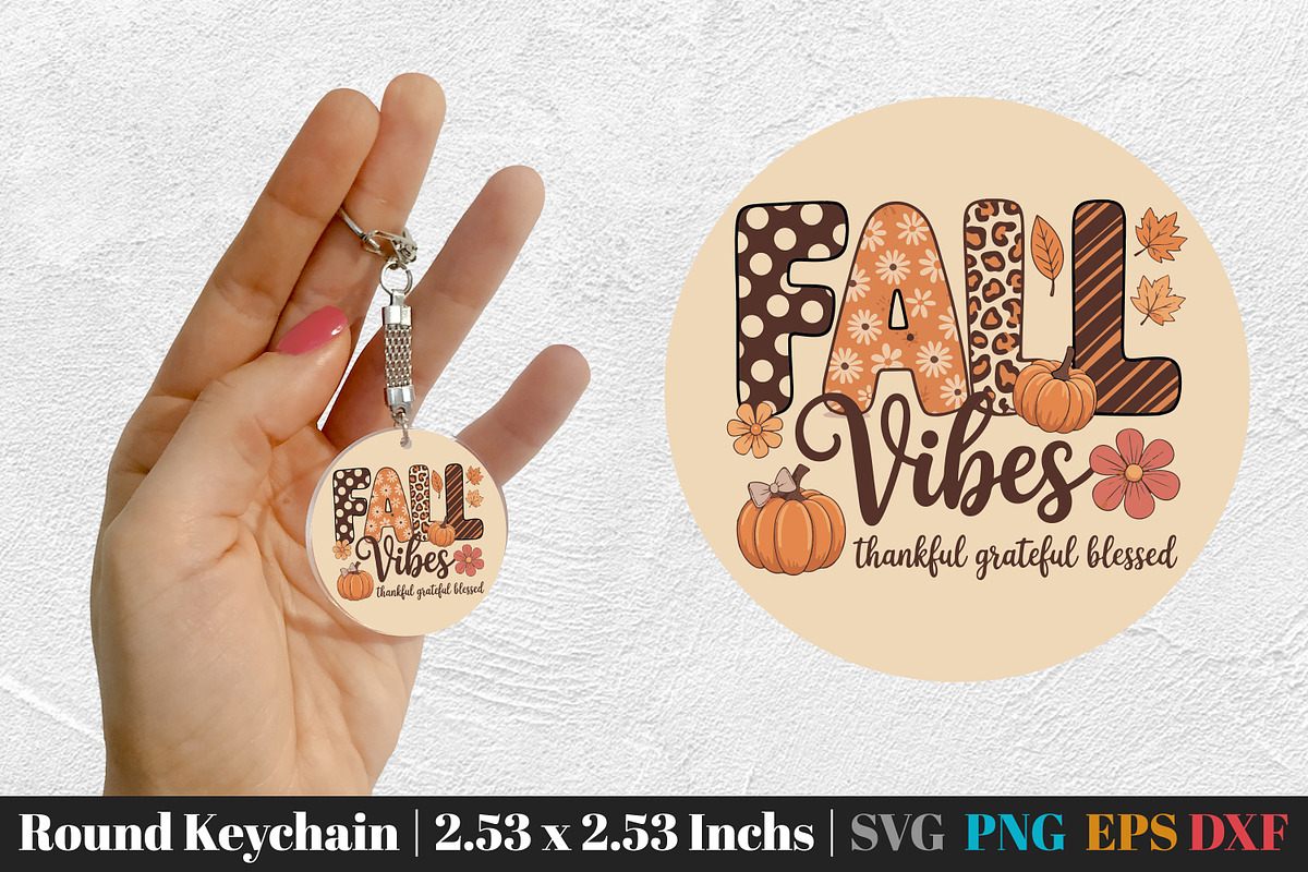 Fall Round Keychain SVG PNG Bundle, an Illustration by Actual Pixel (Photo 10 of 20)