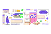 Retro user interface elements set, an Object Illustration by PaperTrident (Thumbnail 2 of 5)