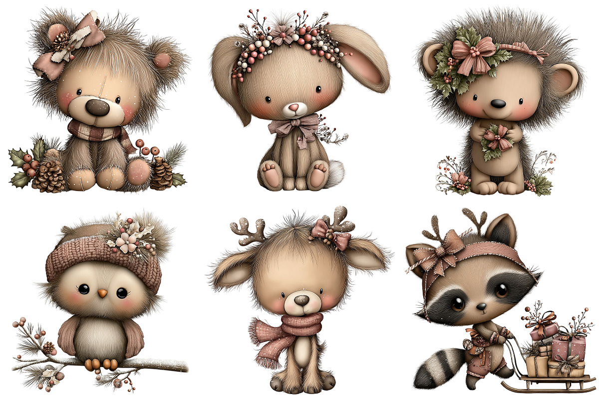 Whimsical Christmas Woodland Animal, an Illustration by Craft Nest (Photo 6 of 9)