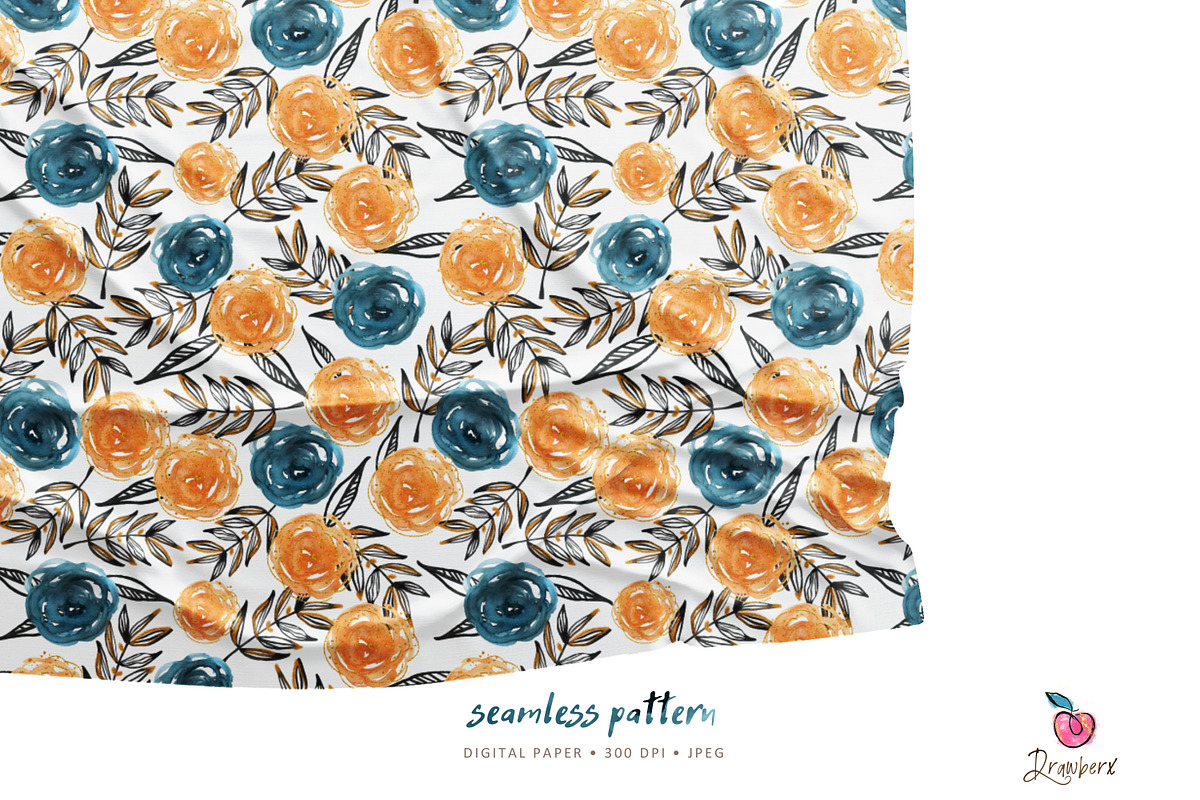 Rose Flowers Seamless Paper pack 012, a Pattern Graphic by Drawberx (Photo 9 of 9)