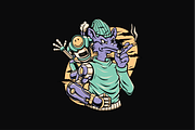 Robotic Fox Smoking, an Object Illustration by nomlimo.com (Thumbnail 1 of 3)