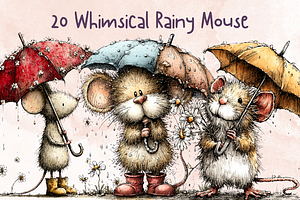 Whimsical Spring Rainy Mouse