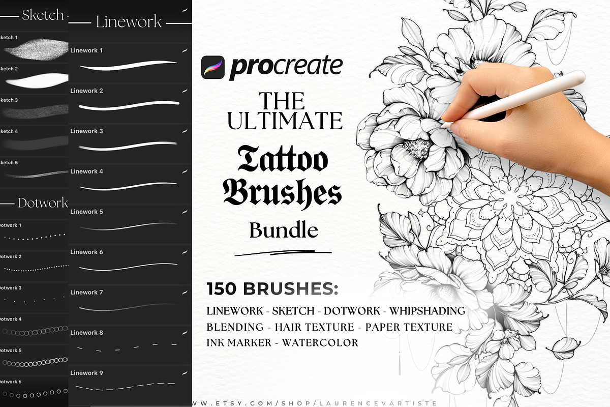 700+ Procreate Brushes Bundle, a Brushes & More by LaurenceVArtiste (Photo 5 of 9)