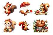 Watercolor Autumn Squirrels Clipart, an Animal Illustration by cherrydesign (Thumbnail 4 of 4)